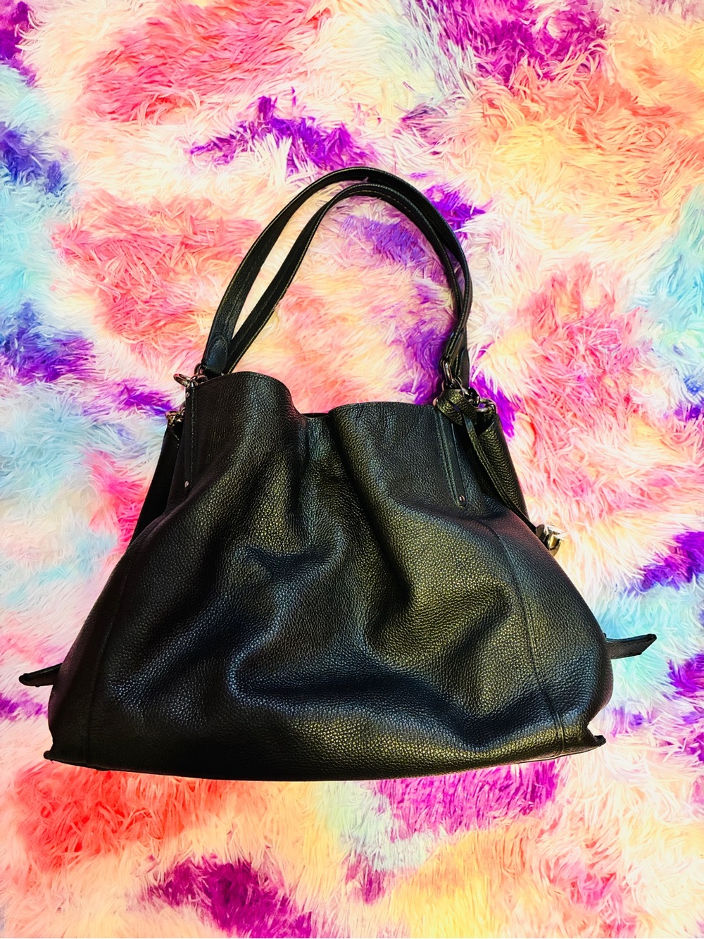 Coach Black Pebbled Leather Shoulder Bag - Picture 2 of 16
